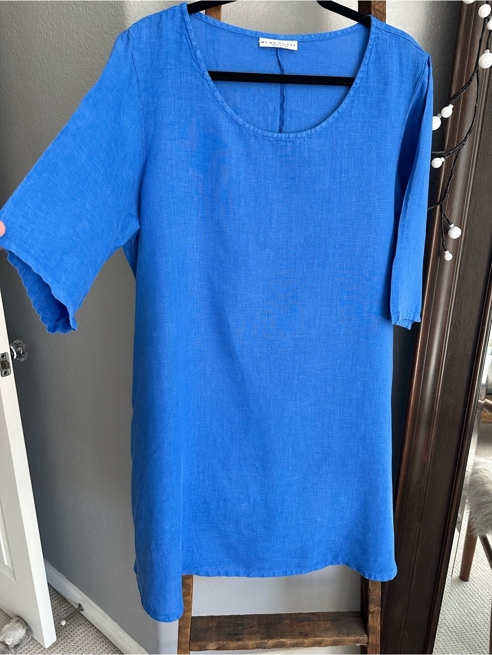 bryn Walker linen French blue dress, size large - Picture 4 of 15